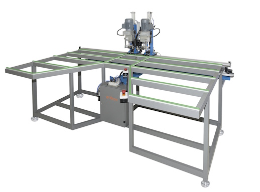 Taladro para abisagrado de doble caja FS-751 en Ventytec. Venta de maquinaria para Aluminio y PVC